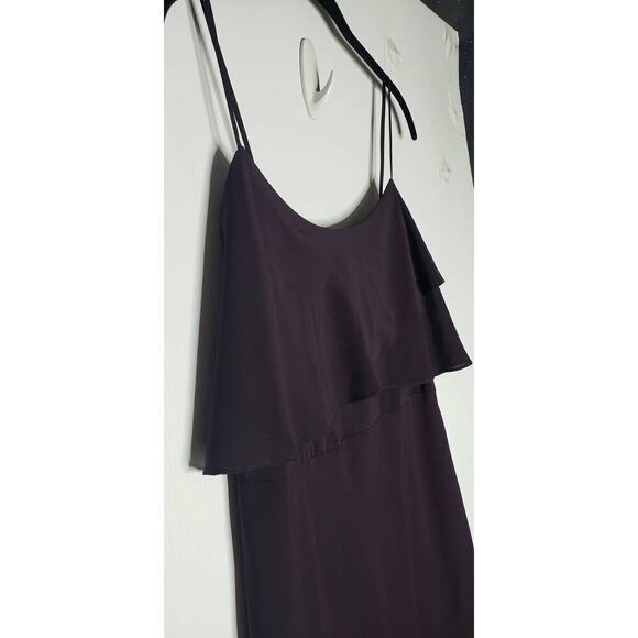 Jenny Yoo Bridesmaid Raisin Purple Flutter Spaghetti Strap Gown Long Dress 8 - Picture 6 of 12